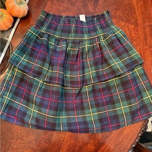 Girls Plaid Flannel Tiered Skirt - Green Size 10-12